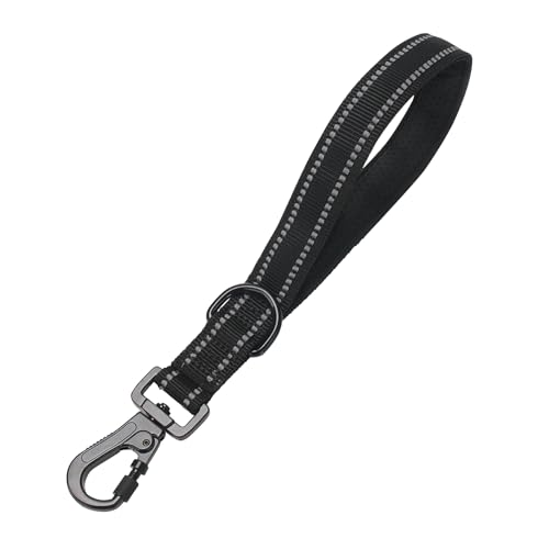 Short Dog Leash-12 Inch Traffic Dog Leash,Training Leash with Retroreflective Stripes and Carabiner Clip,Suitable for Controlling and Training Medium and Large Dogs (Black) Short Dog Leash-12 Inch Traffic Dog Leash,Training Leash with Retroreflective Stripes and Carabiner Clip,Suitable for Controlling and Training Medium and Large Dogs (Black)