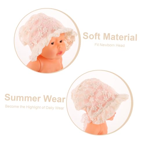 Sombrero de verano encaje niñas con protección solar para bautizos 3