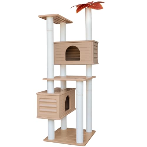 MAOHEGOU 64 Inches Tall Outdoor Weatherproof Multi-Level Cat Tree