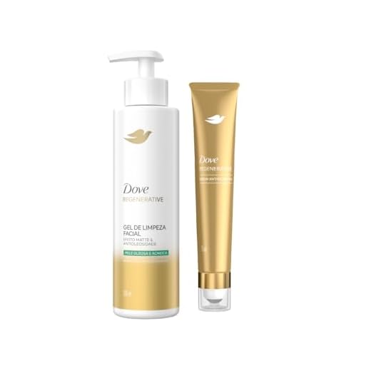 Kit Dove Regenerative Gel de Limpeza Facial Pele Oleosa e Acneica 300ml + Sérum Antiolheiras 15ml