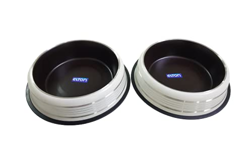 ELTON Set of 2 Colorful Belly Bowl White Silver Stripes with Brown/Black Powder Coating Inside Extra Large 96oz (2730 ml) Stainless Steel Pet Bowls (B09HTVJ1QD) Amazon Price History, Amazon Price Tracker