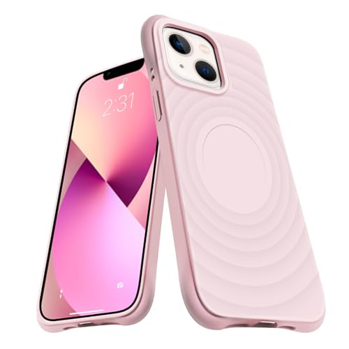 iPhone 13 mini ケース MagSafe対応 シリコン 耐衝撃 アイフォン13 mini 薄型 スマホケース バンパー カバー 米軍MIL規格取得 ストラップホール付き 衝撃吸収 ワイヤレス充電対応 柔軟 擦り傷防止(ピンク)