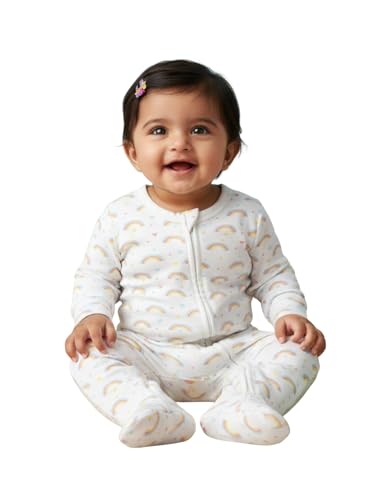 Image of The Mom Store Baby Zipper Romper For Boys And Girls | Cotton | Soft And Comfortable Infant Bodysuit | Trendy Stylish Sleepsuit Nightsuit For Newborn Baby | Printed | Unisex Sleep Wear