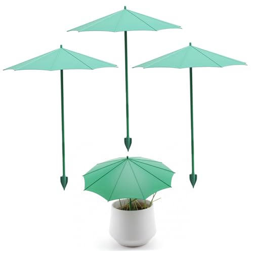 Bemonew Lot de 3 parapluies de jardin avec protection contre le soleil et la pluie, 43,2 cm, avec piquets pour plantes en pot, semis, parterres de jardin, vert