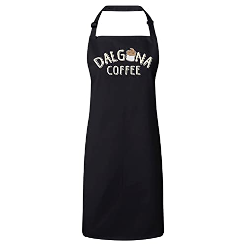 Tablier cuisine premium noir Dalgona Coffee boisson dessert vêtement protection