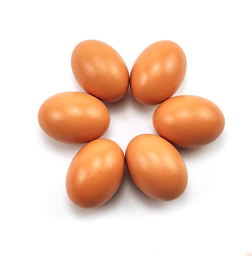 Œufs de Poule Faux Oeufs de Poule Lot de Faux œufs en Bois pour Aider à pondre des Poules - Outil agricole - Mannequin de nid de volaille 6 pièces œufs...