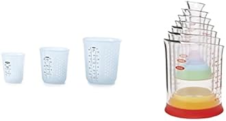 OXO Good Grips 3 Piece Squeeze & Pour Silicone Measuring Cup Set (Blue) and OXO Good Grips 7-Piece Nesting Measuring Beaker Set