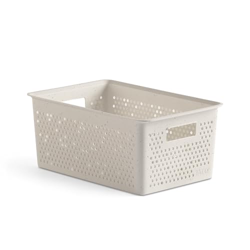 TATAY Panier de Rangement Plastique 4 L Bohol | Boîte Organisatrice | Ventilation Optimale | Système Modulaire Empilable | Poignées Intégrées | Plastique Recyclé Sans BPA | 17,5×27×11,5 cm, Ecohome
