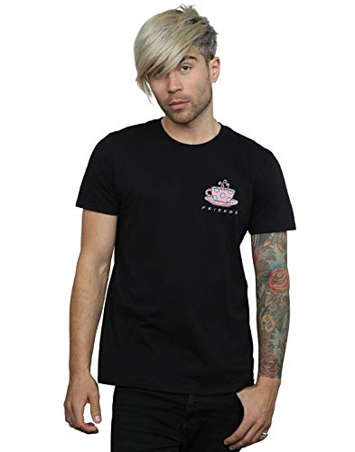 Absolute Cult Friends Men's Coffee Cup Breast Print T-Shirt Black XXX-Large