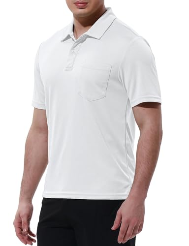 Image of Rdruko Men's Polo Shirts Short Sleeve Quick Dry Outdoor Golf Sports Shirts with Pocket
