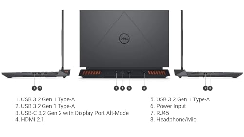 Image of Dell G15 5530 Gaming Laptop, 15.6 inch FHD 360Hz Display, Intel 14-Core i7-13650HX, NVIDIA RTX 4060, Windows 11 Pro & Microsoft Office Lifetime License, 64GB DDR5, 1TB SSD, Backlit Keyboard, Wi-Fi 6