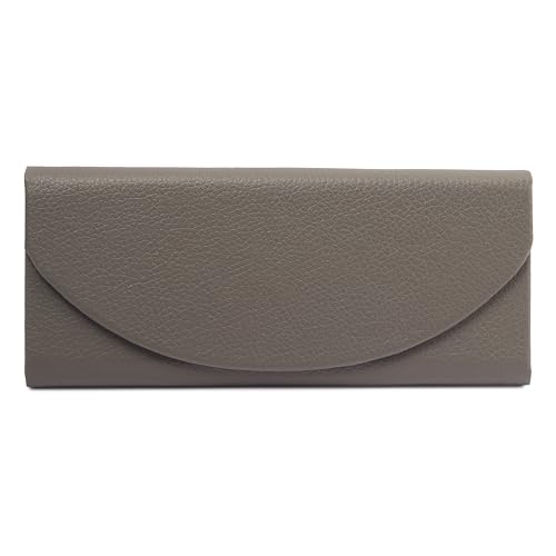 Image of VIVID Eyewear Lightweight Case Cover | Faux Leather Spectacle Eyeglass Box | Magnetic Closure Chashma Dibbi for Specs & Glasses 15.5 X 6 X 6 CM Inside Size | IC-536 | Grey