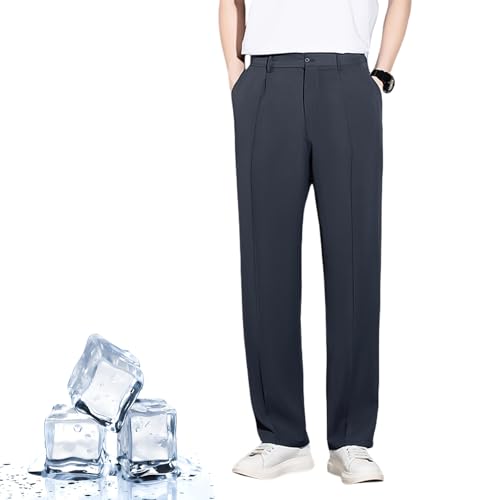 Dualego Super Stretch Ice Silk Comfort Everyday Pants, Easemotions Mens Silky Soft Breathable Quick-Drying