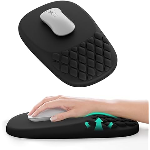 VAGAU Ergonomic Mouse Pad with Wrist Rest, Mousepad Wrist Support with Comfortable Memory Foam Massage Bulge and Non-Slip PU Base for Relief Carpal Tunnel Pain,Gaming,Office,Home (Black) Cover