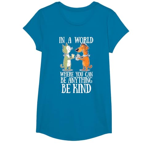 in A World Where You Can Be Anything Be Kind Unity Day T-Shirt, Girls, Sapphire Blue, Small