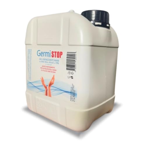 GERMISTOP - Desinfectante de manos 5 litros con alcohol 70% y aloe vera, gel con fórmula potenciada sin aclarado