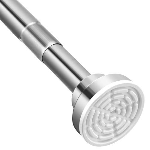 PetHot Shower Curtain Pole, 115-210 cm Stainless Steel Net Curtain Rod, Adjustable Shower Curtains Rail Spring Tension Rod Extendable Telescopic Curtain Rod Tension Pole Net Voile