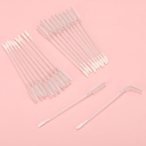 Image of 300 Pcs Disposable Mascara Wands Dual Ended Eyelash Brush Lip Brush, Lipstick Applicator Eyebrow Spoolies Brush for Eyelash Extensions - White