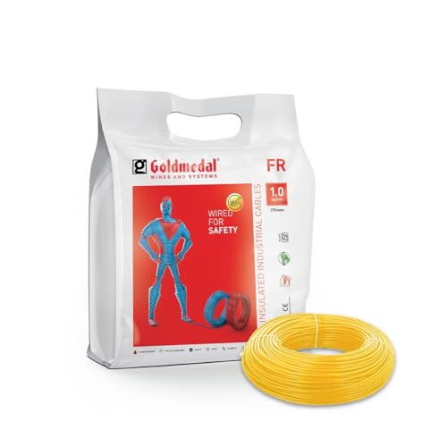 Goldmedal 45 Meter 1100V 1.0 Sq mm Fire Retardant Electric Wire (Yellow) - Pack of 1 | Wire for Domestic & Industrial Connection Use | Multi-Strand, PVC Electrical Insulated Copper Wire (B0CHYCJQ6H) Amazon Price History, Amazon Price Tracker