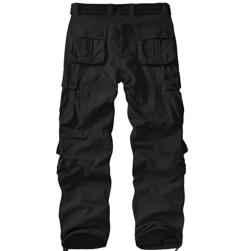 Jessie Kidden Men's Combat Camo Cargo Trousers Camouflage Army Military Tactical Work Pants #7533-Black - Image 2