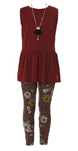 Image of iGirlDress Girls 4 Pieces Pant Set Long Sleeve Jacket Necklace Floral Plaid Pant 4-16