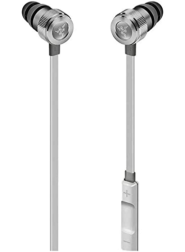 Razer Hammerhead Earbuds For Ios Dac - Custom-Tuned Dual-Driver Technology - In-Line Mic & Volume Control - Aluminum Frame - Lightning Connector - Mercury White - 3