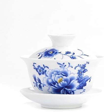 taza de té, Cuencos, taza de té cubierta, tazón, juego grande, porcelana azul y blanca Jingdezhen, con tapa cerámica, Sancai, Jing, pequeño