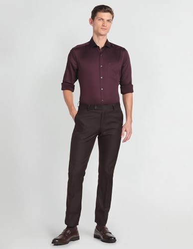 Image of Arrow Men Slim fit Cotton Solid Long Sleeves Cutaway Collar Shirt