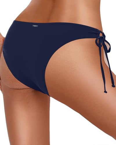 Image of Zmart Women's String Tie Side Bikini Bottoms - Adjustable Low Rise Swimsuit Bottom Moderate Coverage Bathing Suit