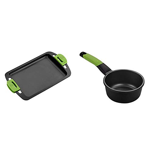 BRA Plancha Asar, Aluminio, Negro, 40 cm + PRIOR - Cazo, 16 cm, aluminio fundido con antiadherente Teflon Classic, apto para todo tipo de cocinas incluida inducción y horno.Libre de PFOA.