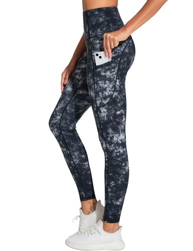 Image of THE GYM PEOPLE Thick High Waist Yoga Pants with Pockets, Tummy Control Workout Running Yoga Leggings for Women