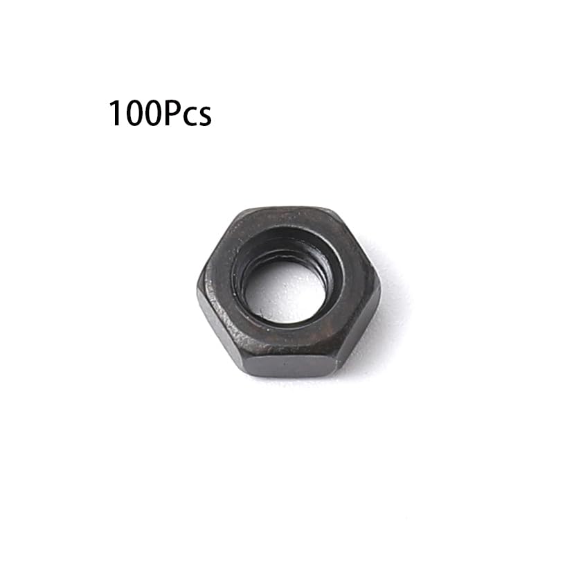 METALLIXITY Hex Nuts M4x0.7mm – 100-Pack Carbon Steel Metric Coarse Thread, Black Oxide, Rust-Resistant, For DIY, Machinery, Furniture, Auto