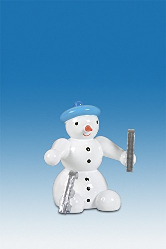 Chiffre en bois bonhomme de neige sur patins pour table Noël