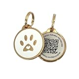 Pet Dwelling Premium QR Pet ID Tag for Dogs & Cats – Smart Pet Safety Tag with Free Online Profile, Scan Alerts with AI-Powered Insights (Lux Gold White Paw)