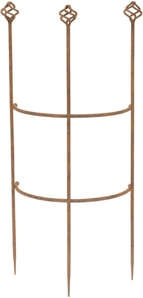 Staudenhalter Quadri Strauchhalter Staudenstütze Rankgerüst halbrund braun Rost Rankhilfe Metall Eisen Deko H/B/T: 70/35/18 cm