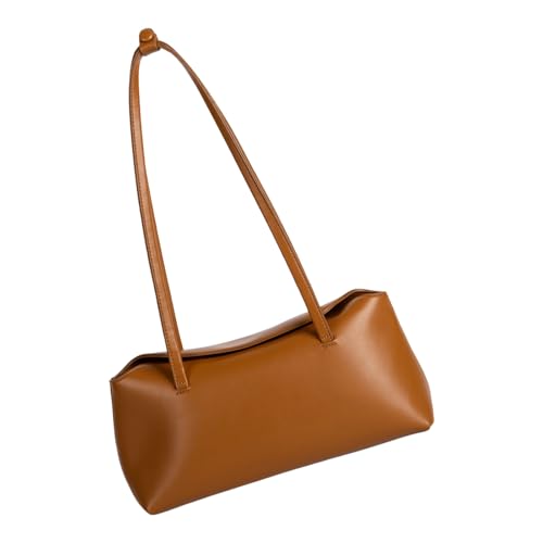 Bolsa de hombro de poliuretano con correa cómoda y espaciosa de almacenamiento, estilo retro, bolso de noche para mujeres y niñas, Brown