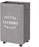 Chrislley 90L Rolling Laundry Hamper with Wheels Large Basket for Laundry Collapsible Clothes Hamper on Wheels (Grey)