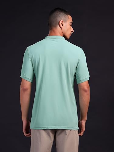 Image of TECHNOSPORT Men's Solid Slim Fit Polo Collar T-Shirt MATPIQ Half Sleeve Button Polyester for Gym Running Workout UPF50+ Anti Odour