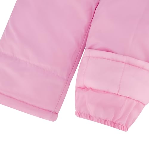 Image of LONDON FOG Girls' Two-Piece Winter Snowsuit Skibib and Fleece Lined Puffer Jacket, Pink Colorblock, 3T