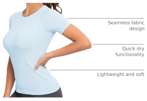 Image of MathCat Seamless Workout Tops for Women, Short Sleeve Compression Athletic Shirts Soft Yoga Gym Tops XS-XL