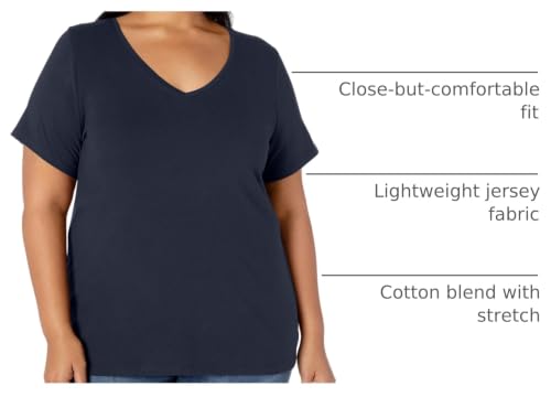 Image of Amazon Essentials Women's Plus Size Short-Sleeve V-Neck T-Shirt
