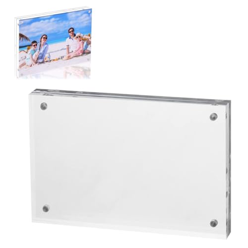 WUSJCOF Cadre photo magnétique en verre acrylique (10 x 15 cm) (Transparent)