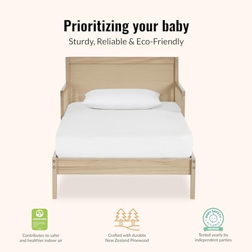 image for Dream On Me Brookside Wooden Toddler Bed in Vintage White Oak, Greengu