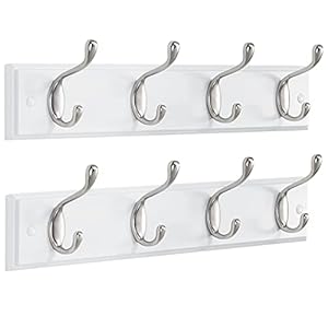 AMADA HOMEFURNISHING Coat Rack Wall Mount 2 Pack, Coat Hooks Wall Hooks Coat Hangers for Wall, Hat Racks Hooks for Hanging Coats Wall Mounted, White