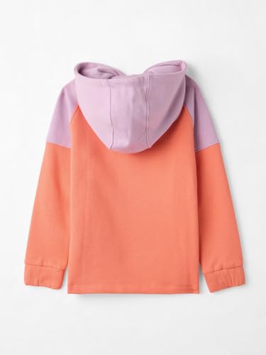Image of The Souled Store Solids: Pink, Purple (Colourblock) Girls Long Sleeves Hooded Neck Regular Fit Cotton Hoodies (2-8 Yrs)