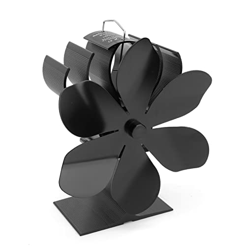 Ventilador de Estufa de Calor de 6 Cuchillas para Chimenea de Quemador de Troncos de Madera, Termómetro Magnético, Dispositivo de Seguridad Bimetálico, Aleación de Aluminio,