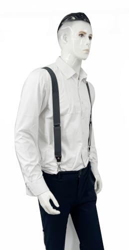 Image of Mens Suspenders with 3 Swivel Hooks Belt Loops 1.4 Inch Wide Heavy Duty Adjustable Braces