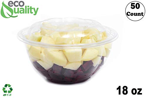 18oz Clear Disposable Salad Bowls with Lids (50 Pack) - Clear Plastic Disposable