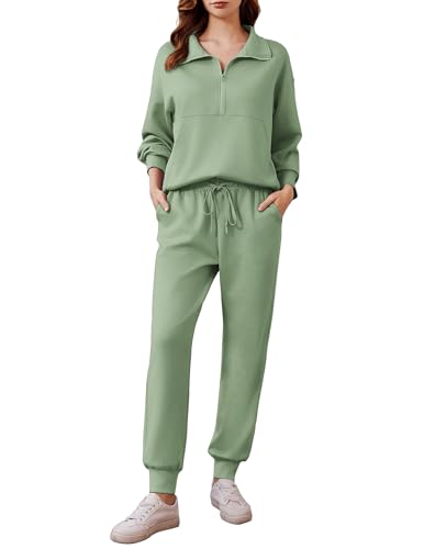 Image of PINSPARK 2 Piece Sets for Women Long Sleeve Half Zip Tracksuit Jogger Sets