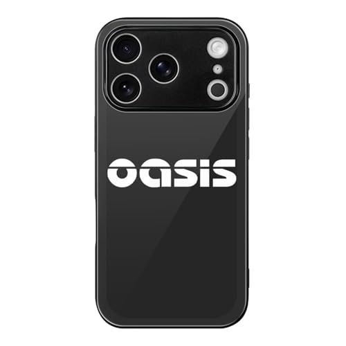 iPhone17 Pro用ケース オアシス OASIS バンド スマホケース 背面 強化ガラス アイフォン17 Proカバー ワイヤレス充電対応 耐衝撃 全面保護 軽量 脱着簡単 傷汚れ防止 指紋防止 かわいい おしゃれ 贈り物